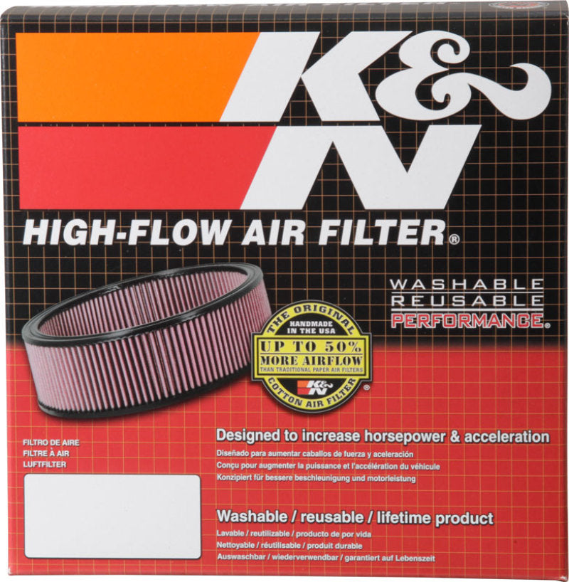 K&amp;N 2-5/8in Flange 7in Diameter 3in Height Round Air Filter Assembly w/ Vent