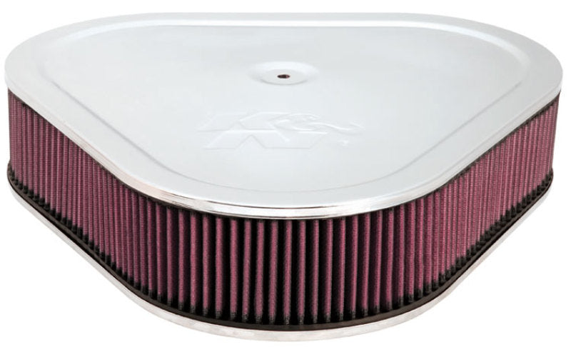 K&amp;N Triangle Air Cleaner Assembly - Red - Size 14in - 5.125in Neck Flange x 3in Height